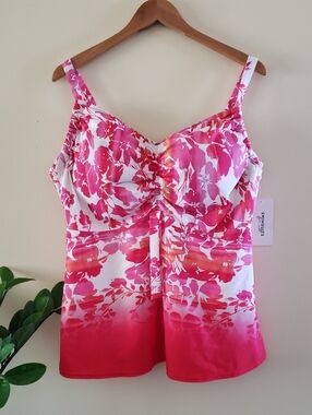 Swimsuits For All NWT Pink Floral Swim Tankini - PLUS 18F